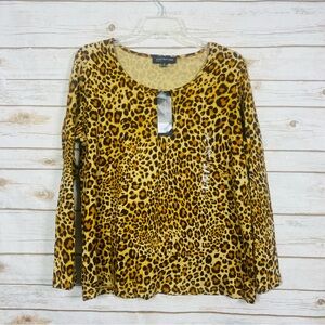 Jones New York Women’s Animal Print Long Sleeve Top Size 2X